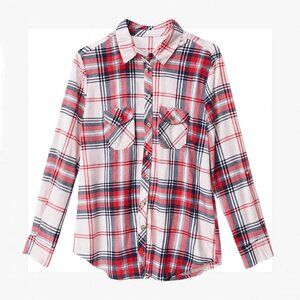 Passport Red Plaid Button Down Shirt Size Large